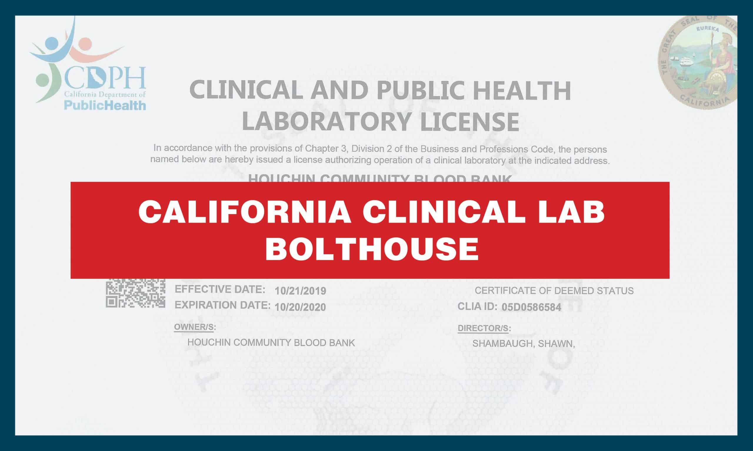 california clinical lab - bolthouse