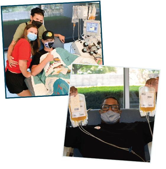 family and young man donation blood